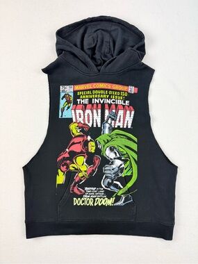 Marvel Iron Man Sleeveless Hoodie Graphic Hooded Tank Streetwear Y2K Unisex